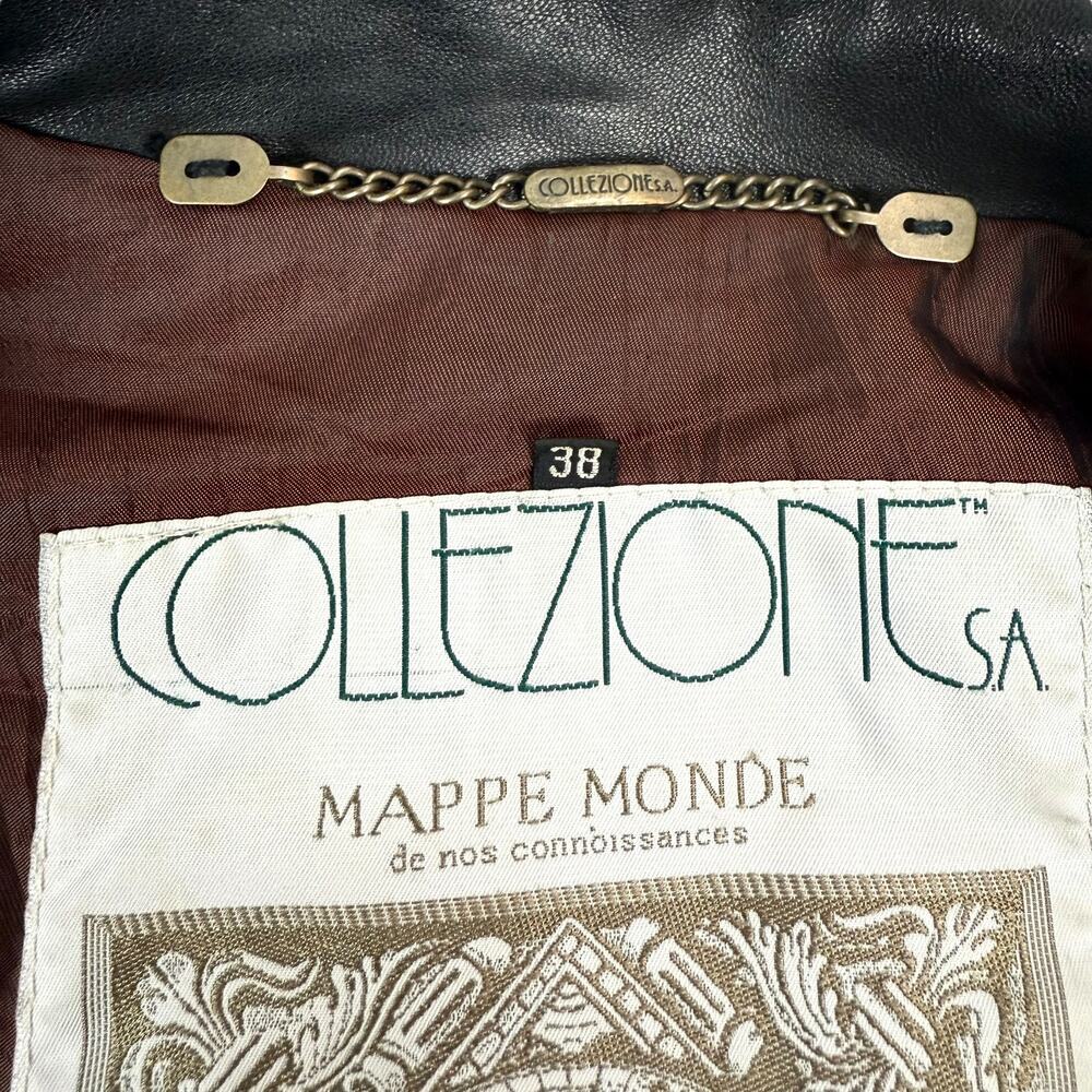 1980's Designer Men's black lamb leather jacket by COLLEZIONESA MAPPE MONDE - Picture 7 of 16